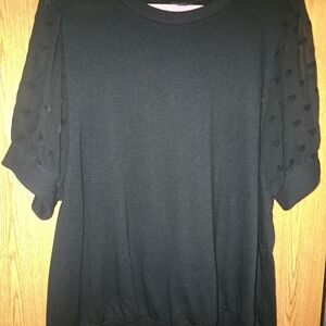 Torrid Black Textured Sleeve Blouse